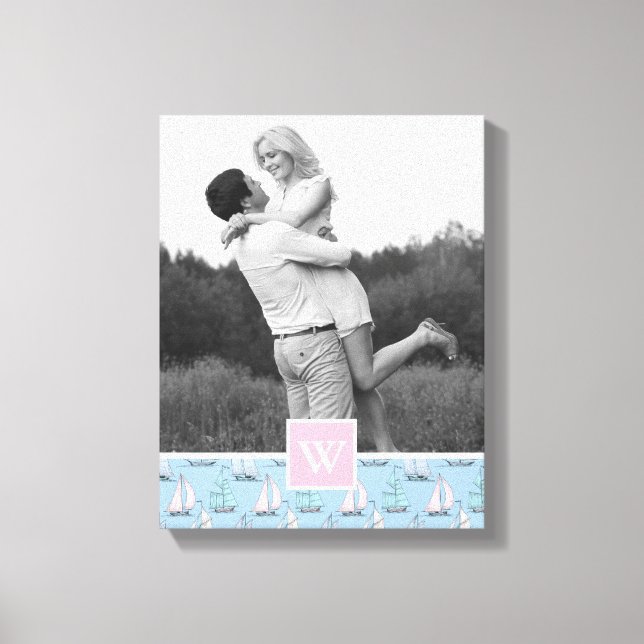 Impressão Em Tela Fluxo marítimo | Foto com Monograma | Monograma (Frente)