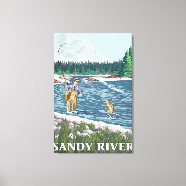 Impressão Em Tela Fly Fish man - Sandy River, Oregon (Frente)