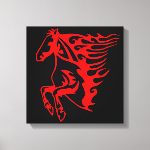 Impressão Em Tela Fogo Chato Vermelho Bronco Mustang Cavalo Selvagem