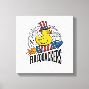 Impressão Em Tela Fogueiras Pato Patriótico Camisa de Fogos de Artif