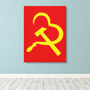 Impressão Em Tela Foice e Martelo, Coração, Amor, Comunismo