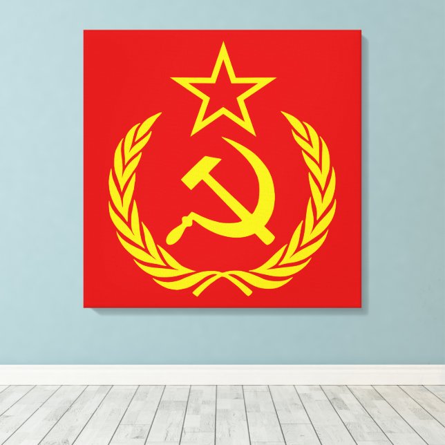 Impressão Em Tela Foice e Martelo, URSS, CCCP, Comunismo (Insitu(piso de madeira))