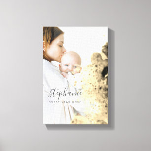 Impressão Em Tela Folga Dourada de Fotografia da Mãe do Primeiro Ano