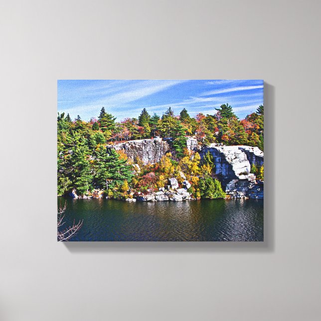 Impressão Em Tela Folhagem de outono ao redor do Lago Minnewaska (Frente)