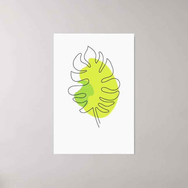 Impressão Em Tela Folhagem isolada tropical de arte em linha, branca (Frente)