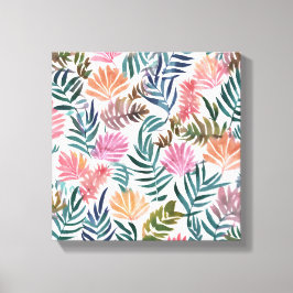 Impressão Em Tela Folhas Botânicas Aquarela | Floral Colorido Fofo