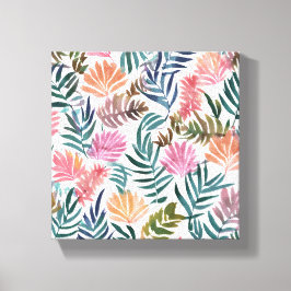 Impressão Em Tela Folhas Botânicas Aquarela | Floral Colorido Fofo