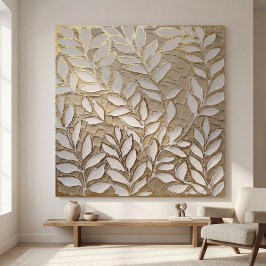 Impressão Em Tela Folhas Botânicas de Ouro Elegantes – Realista