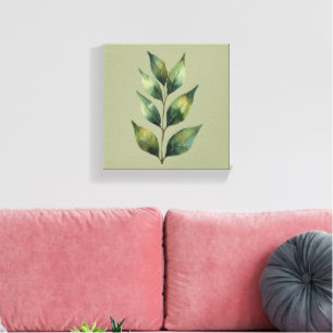 Impressão Em Tela Folhas Botânicas Verde Salvia em Tela