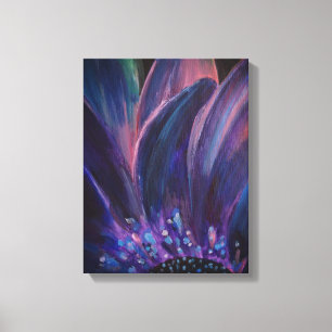 Impressão Em Tela Folhas de Flor Roxas pintando Parede