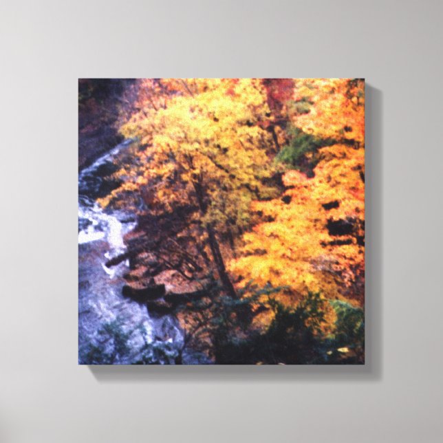 Impressão Em Tela Folhas de Outono Com Rio (Frente)