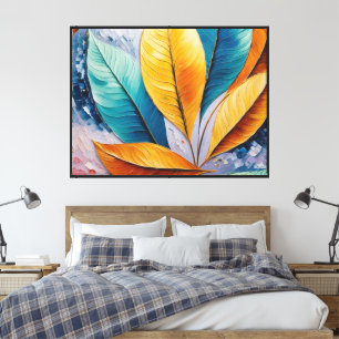 Impressão Em Tela Folhas de Skyfire   Abstrato Celestial