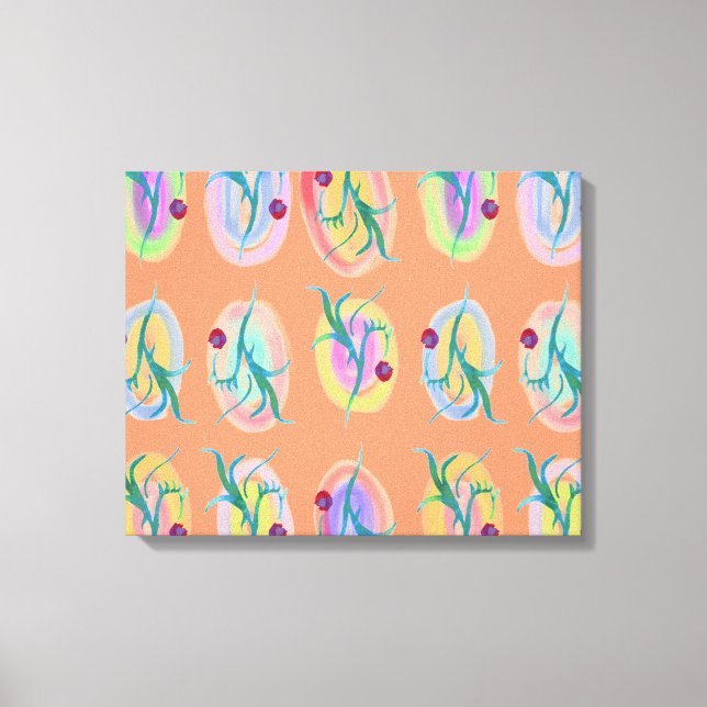 Impressão Em Tela Folhas e Berries Folk Art Watercolor (Frente)