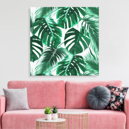 Impressão Em Tela Folhas Tropicais de Palma Grande