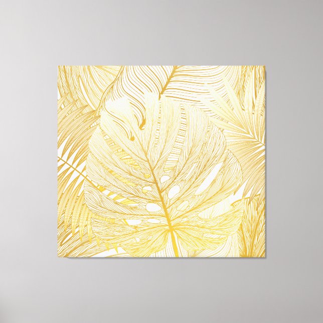 Impressão Em Tela Folhas tropicais de palma: padrão de colheita. (Frente)