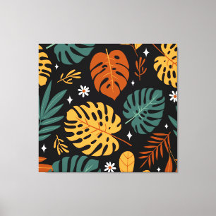 Impressão Em Tela Folhas Tropicais: Vintage Escuro Sem Olhos.