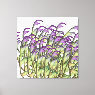 Impressão Em Tela Folhas Verde Roxo