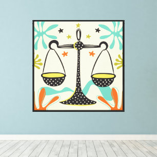 Impressão Em Tela Folkart Boho Libra Abstrato Zodiac