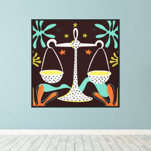 Impressão Em Tela Folkart Boho Libra Abstrato Zodiac