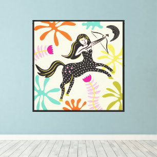 Impressão Em Tela Folkart Boho Sagittarius Abstrato Zodiac