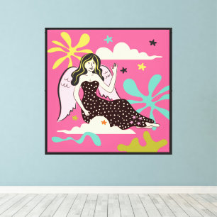 Impressão Em Tela Folkart Boho Virgo Angel Abstrato Zodiac