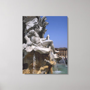 Impressão Em Tela Fontana dei Quattro Fiumi, Piazza Navona, Roma,