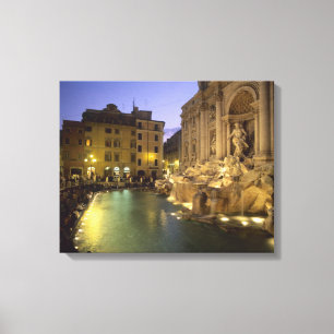 Impressão Em Tela Fonte da Trevi à noite, Roma, Lazio, Itália