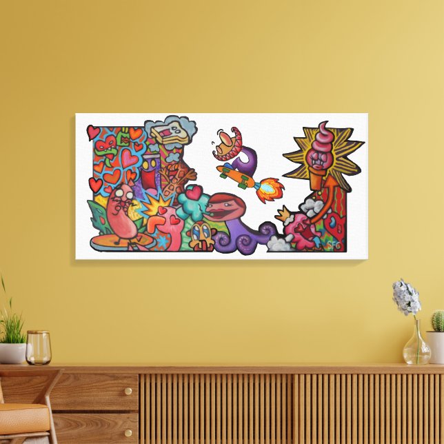 Impressão Em Tela For the Love Of By Squid Fear City (2.5) (Insitu(Sala de estar))