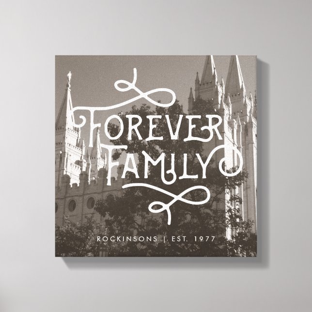 Impressão Em Tela Forever Family LDS Temple Wall Art Personalizado (Frente)