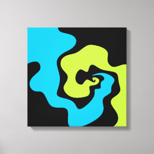 Impressão Em Tela Formas abstratas azuis verdes e pretas simples e e