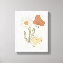 Impressão Em Tela Formas Boho Abstratas Cacto Sol de Terracota Bege