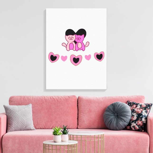 Impressão Em Tela Formas de Corações (Insitu(Sala de estar))