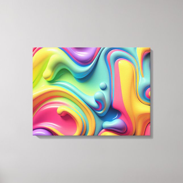 Impressão Em Tela Formas de Fluido Arco-Íris Plástico (Frente)