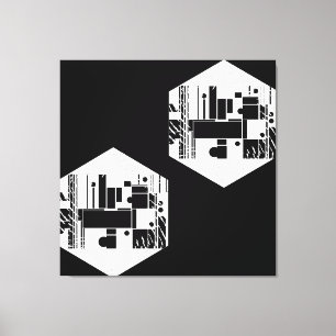 Impressão Em Tela Formas de Hexágono Abstratas