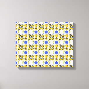 Impressão Em Tela Formas de Rico de Ilustração Azul Amarelo