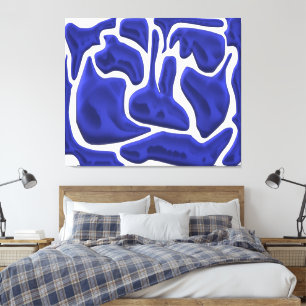 Impressão Em Tela Formas Fluidas Azuis Abstratas – Arte Moderna 3D