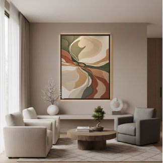 Impressão Em Tela Formas Orgânicas Fluidas Abstratas Tons Terrosos