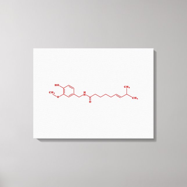 Impressão Em Tela Fórmula Química Molecular de Capsaicina Chili (Frente)