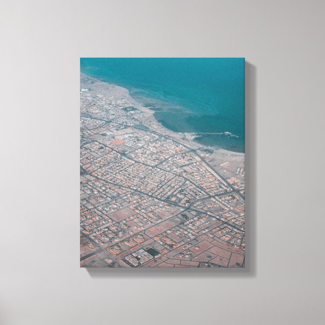 Impressão Em Tela Foto aérea da cidade pelo mar (Frente)