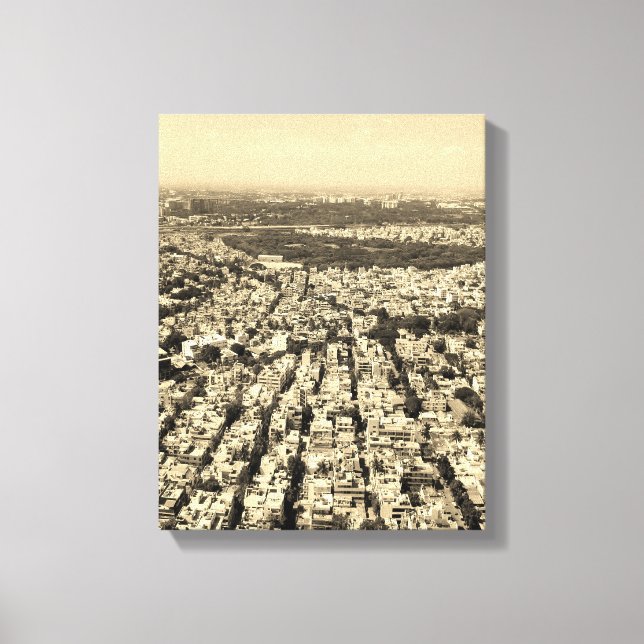 Impressão Em Tela Foto aérea dos contornos da cidade (Frente)