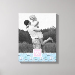 Impressão Em Tela Foto bonito do veleiro   com monograma do