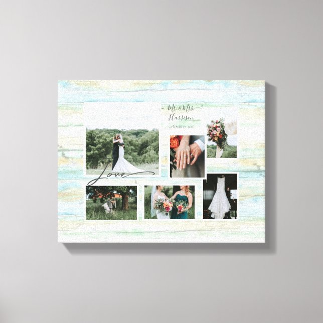 Impressão Em Tela Foto da Colagem 6 do Casamento Rustic Beach (Frente)