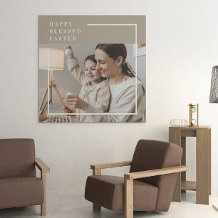 Impressão Em Tela Foto da família Beige Modern Feliz Páscoa
