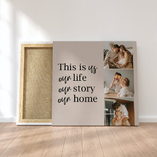 Impressão Em Tela Foto da família de Casais modernos e citação da fa