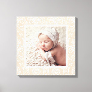 Impressão Em Tela Foto de Bebê Personalizada e Arte de Borda de Dam