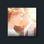 Impressão Em Tela Foto de casamento de Confetti Dourado<br><div class="desc">Personalize com suas próprias fotos e nomes. Apresentando um confete elegante de corações em ouro. Projetado pela Pure Piglet© em www.zazzle.com/purepiglet*.</div>