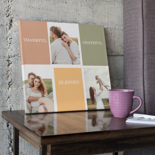 Impressão Em Tela Foto de Colagem da Família | Agradecido Grateful (Criador carregado)