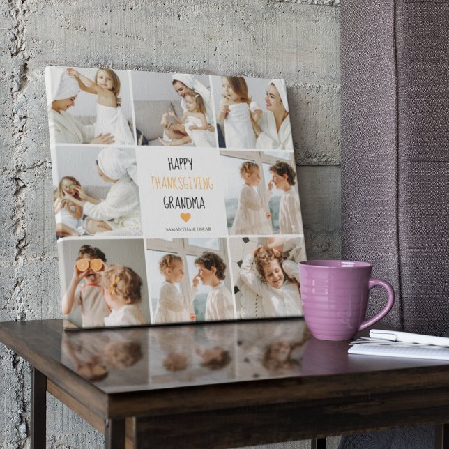 Impressão Em Tela Foto de Colagem Moderna Feliz Ação de Graças Vovó (Criador carregado)