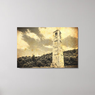 Impressão Em Tela FOTO DE EFEITO ANTIGO na tela de desenho da torre 