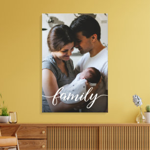 Impressão Em Tela Foto de Família Personalizada com Letra Moderna